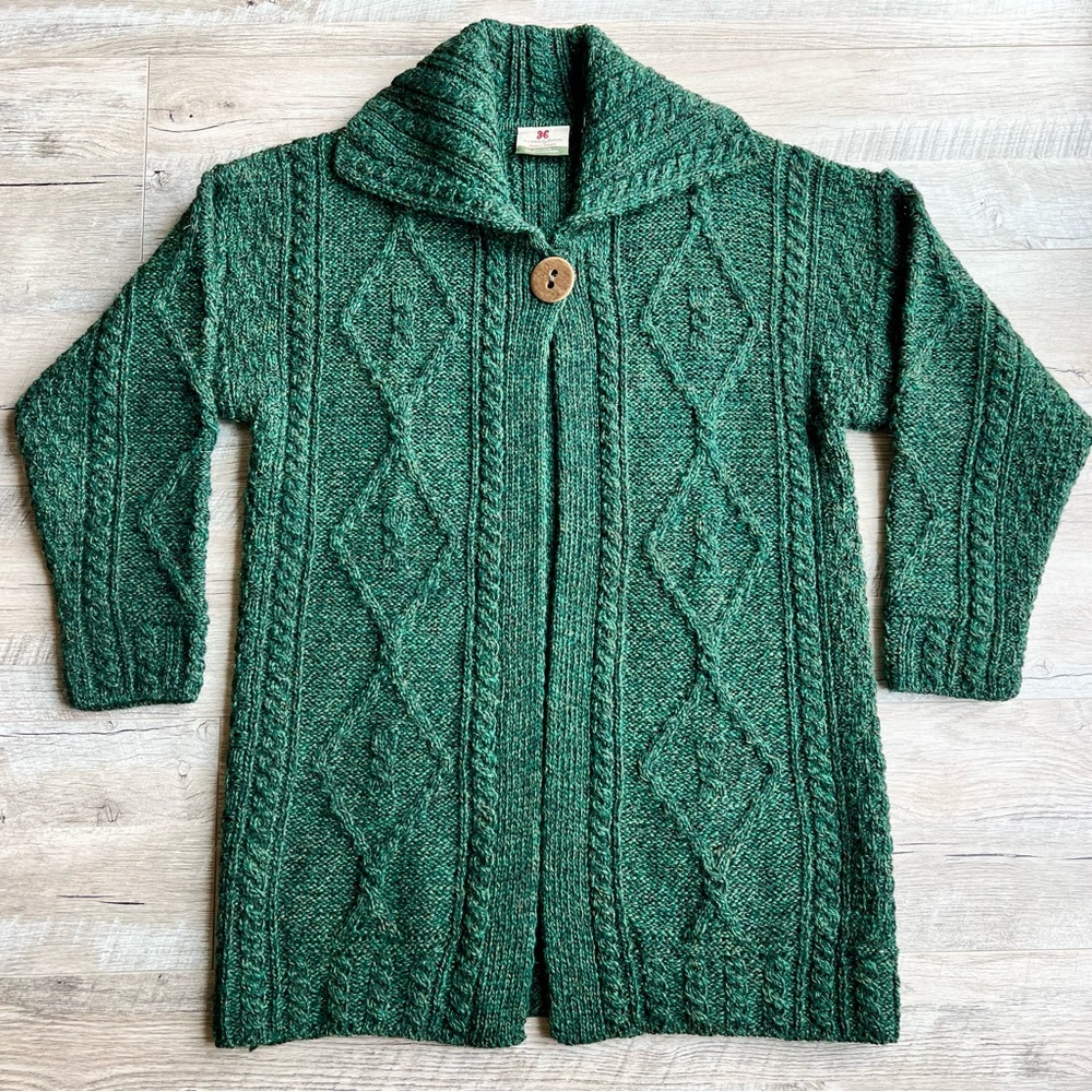 NWOT Carraigdonn 100% Wool Long Cardigan Sweater Knit
